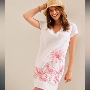 Tommy Bahama White Dress with Pink Floral Design